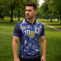 Custom Netherlands Football Zipper Polo Shirt Starry Night Inspired-Sporty Style - Wonder Print Shop
