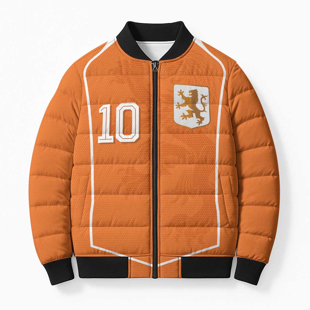 Custom Netherlands Football Bomber Puffer Jacket Lion King-Inspired T90 Sporty Style - Wonder Print Shop