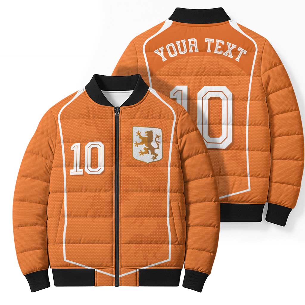 Custom Netherlands Football Bomber Puffer Jacket Lion King-Inspired T90 Sporty Style - Wonder Print Shop