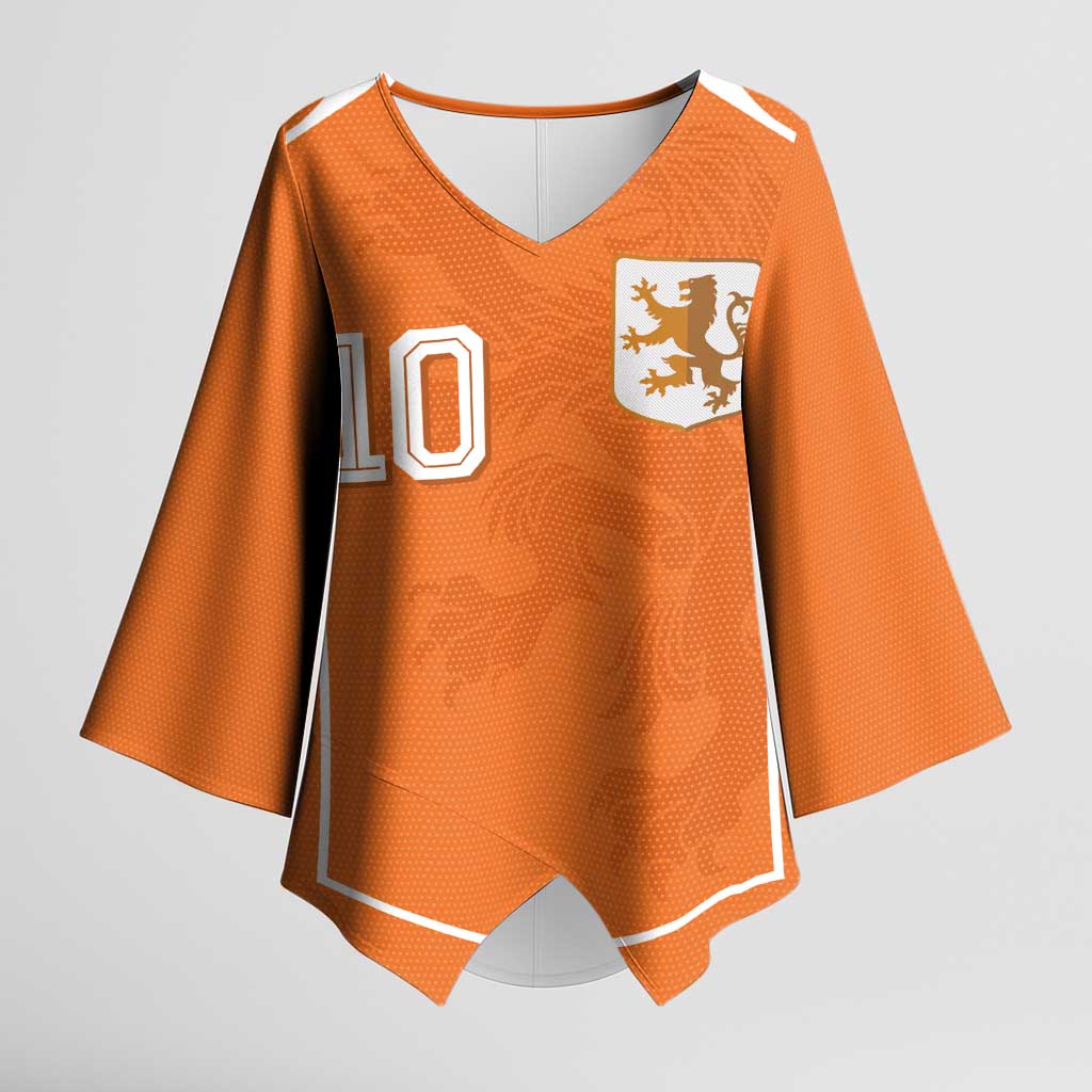 Custom Netherlands Football Kimono Sleeve Blouse Lion King-Inspired T90 Sporty Style - Wonder Print Shop