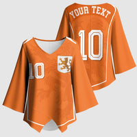 Custom Netherlands Football Kimono Sleeve Blouse Lion King-Inspired T90 Sporty Style - Wonder Print Shop