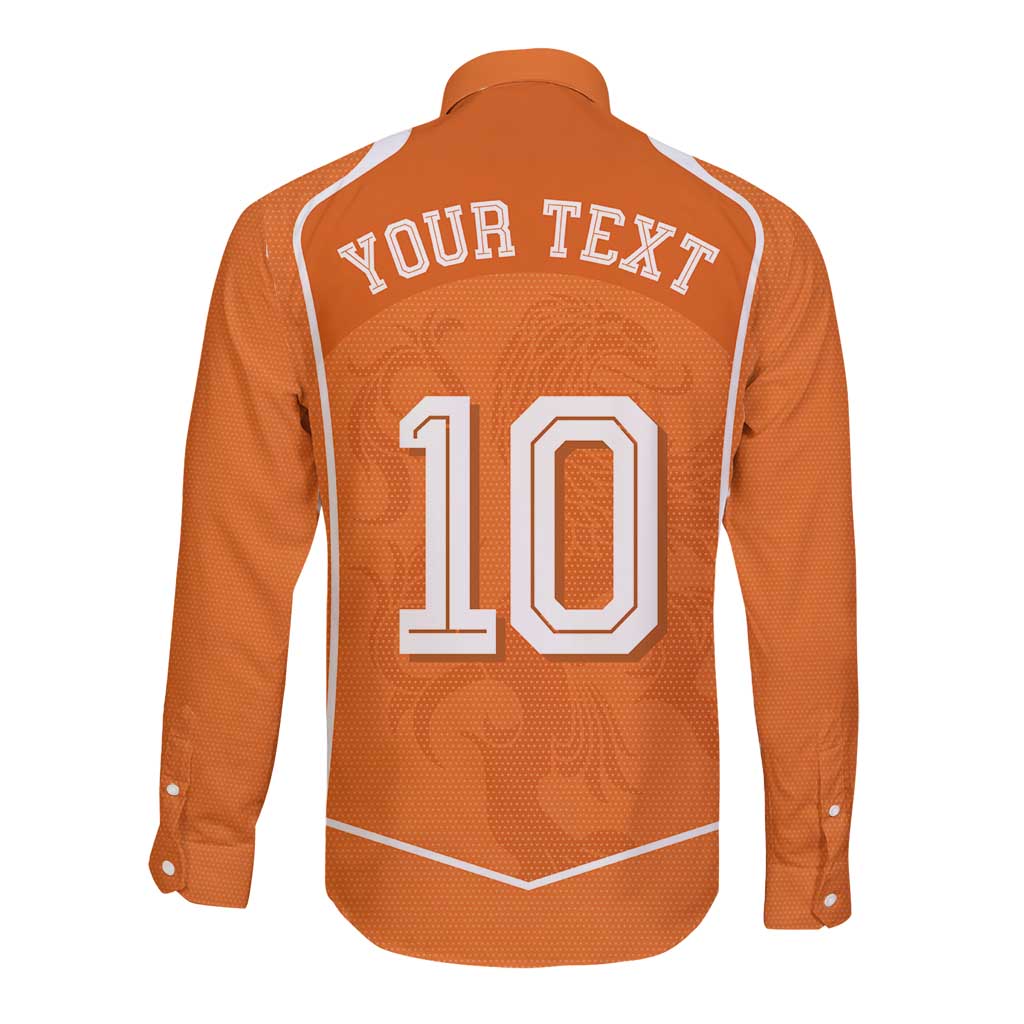 Custom Netherlands Football Long Sleeve Button Shirt Lion King-Inspired T90 Sporty Style - Wonder Print Shop
