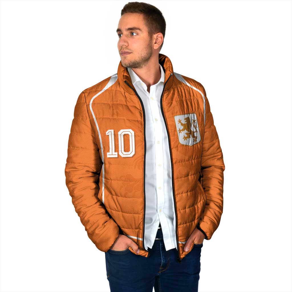 Custom Netherlands Football Padded Jacket Lion King-Inspired T90 Sporty Style - Wonder Print Shop
