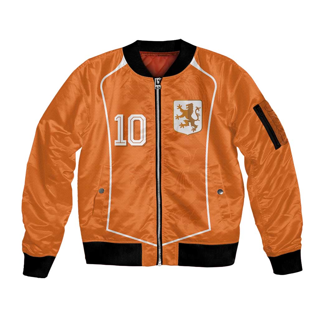 Custom Netherlands Football Sleeve Zip Bomber Jacket Lion King-Inspired T90 Sporty Style - Wonder Print Shop