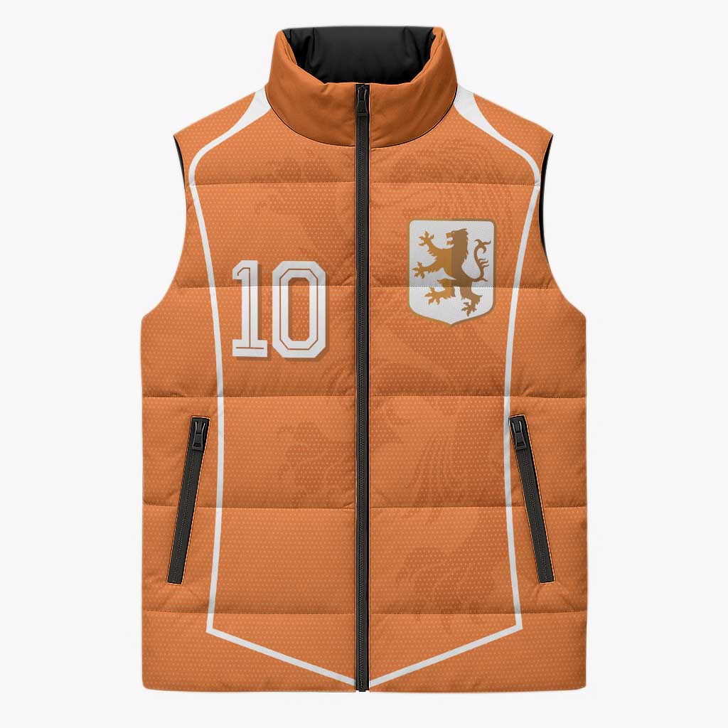 Custom Netherlands Football Sleeveless Puffer Jacket Lion King-Inspired T90 Sporty Style - Wonder Print Shop