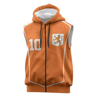 Custom Netherlands Football Sleeveless Zip Hoodie Lion King-Inspired T90 Sporty Style - Wonder Print Shop