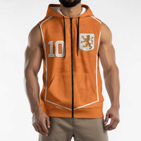 Custom Netherlands Football Sleeveless Zip Hoodie Lion King-Inspired T90 Sporty Style - Wonder Print Shop