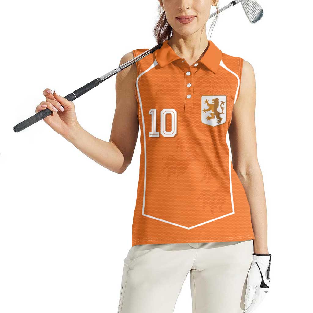 Custom Netherlands Football Women Sleeveless Polo Shirt Lion King-Inspired T90 Sporty Style - Wonder Print Shop