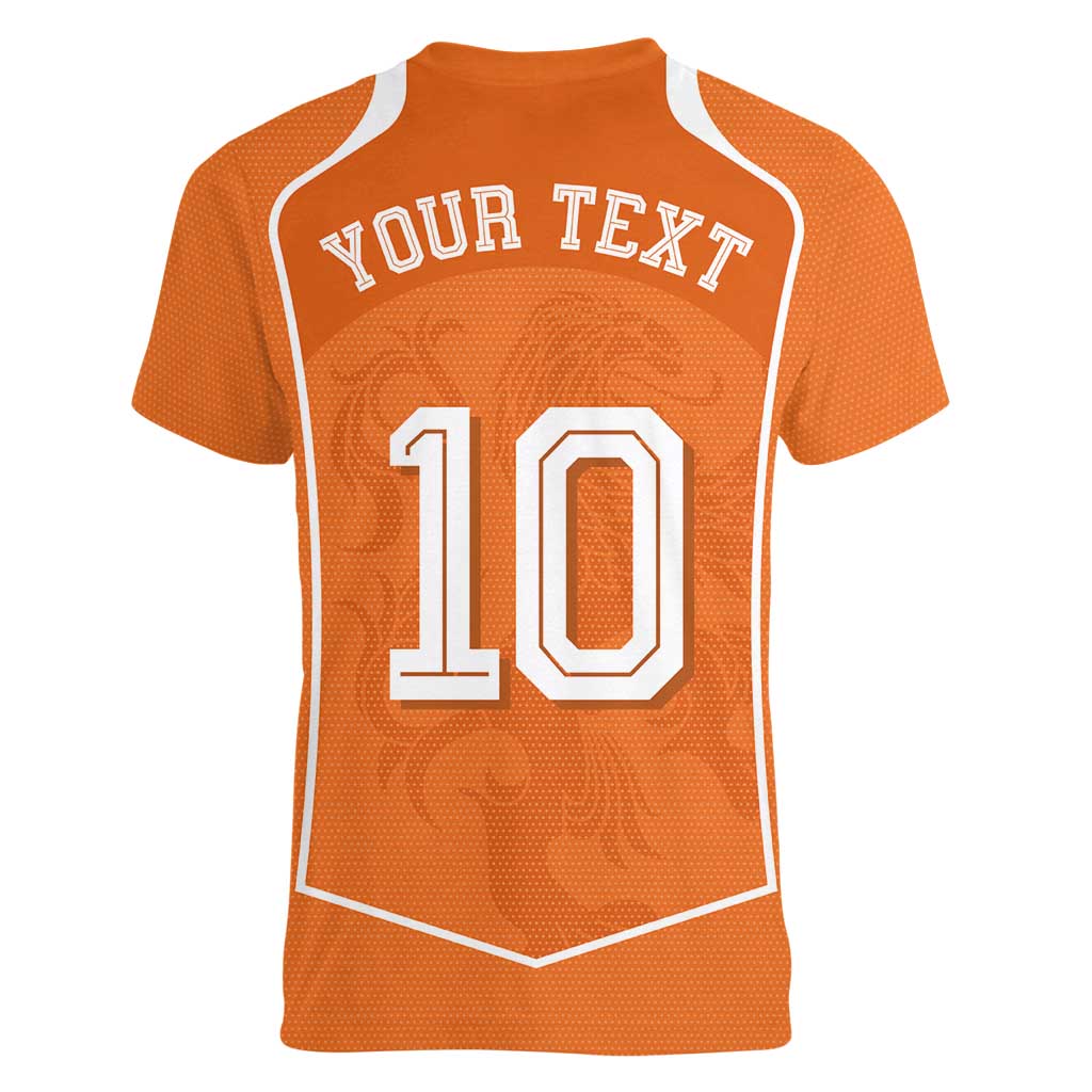 Custom Netherlands Football Women V-Neck T-Shirt Lion King-Inspired T90 Sporty Style - Wonder Print Shop
