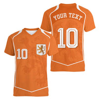 Custom Netherlands Football Women V-Neck T-Shirt Lion King-Inspired T90 Sporty Style - Wonder Print Shop