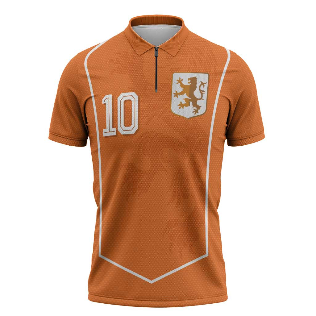 Custom Netherlands Football Zipper Polo Shirt Lion King-Inspired T90 Sporty Style - Wonder Print Shop