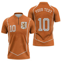 Custom Netherlands Football Zipper Polo Shirt Lion King-Inspired T90 Sporty Style - Wonder Print Shop