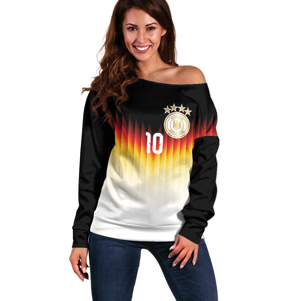 Custom Germany Football Off Shoulder Sweater Die Mannschaft 2026 - Wonder Print Shop
