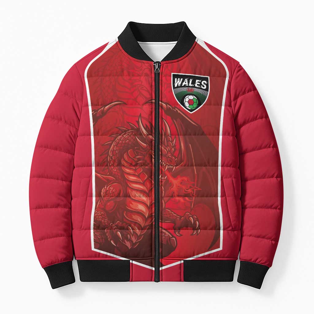 Custom Wales Football Bomber Puffer Jacket The Dragons Sporty Style - Wonder Print Shop