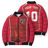 Custom Wales Football Bomber Puffer Jacket The Dragons Sporty Style - Wonder Print Shop