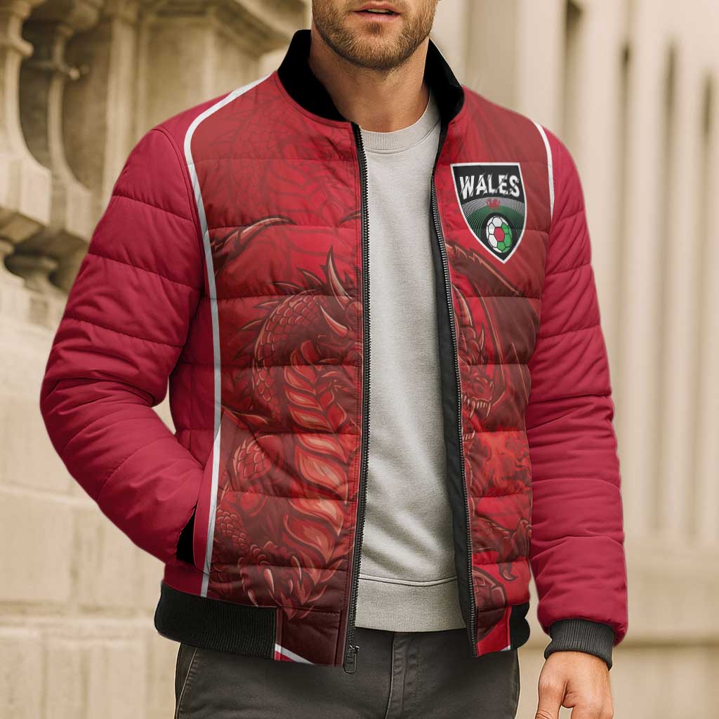 Custom Wales Football Bomber Puffer Jacket The Dragons Sporty Style - Wonder Print Shop