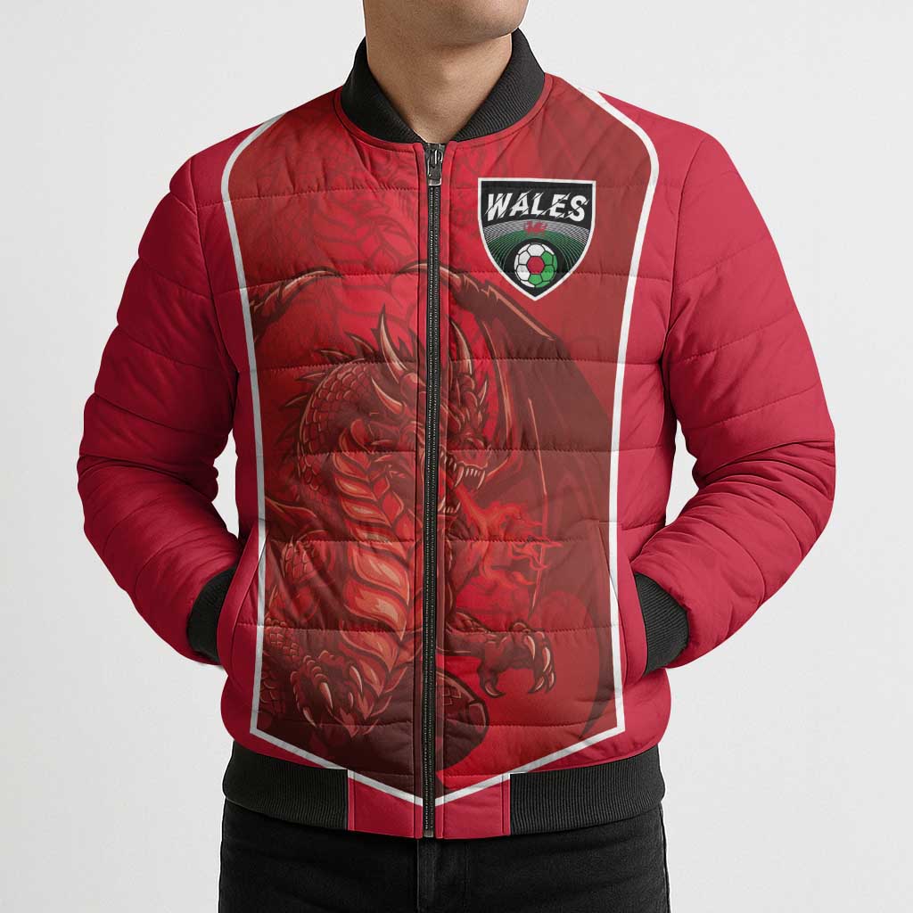 Custom Wales Football Bomber Puffer Jacket The Dragons Sporty Style - Wonder Print Shop