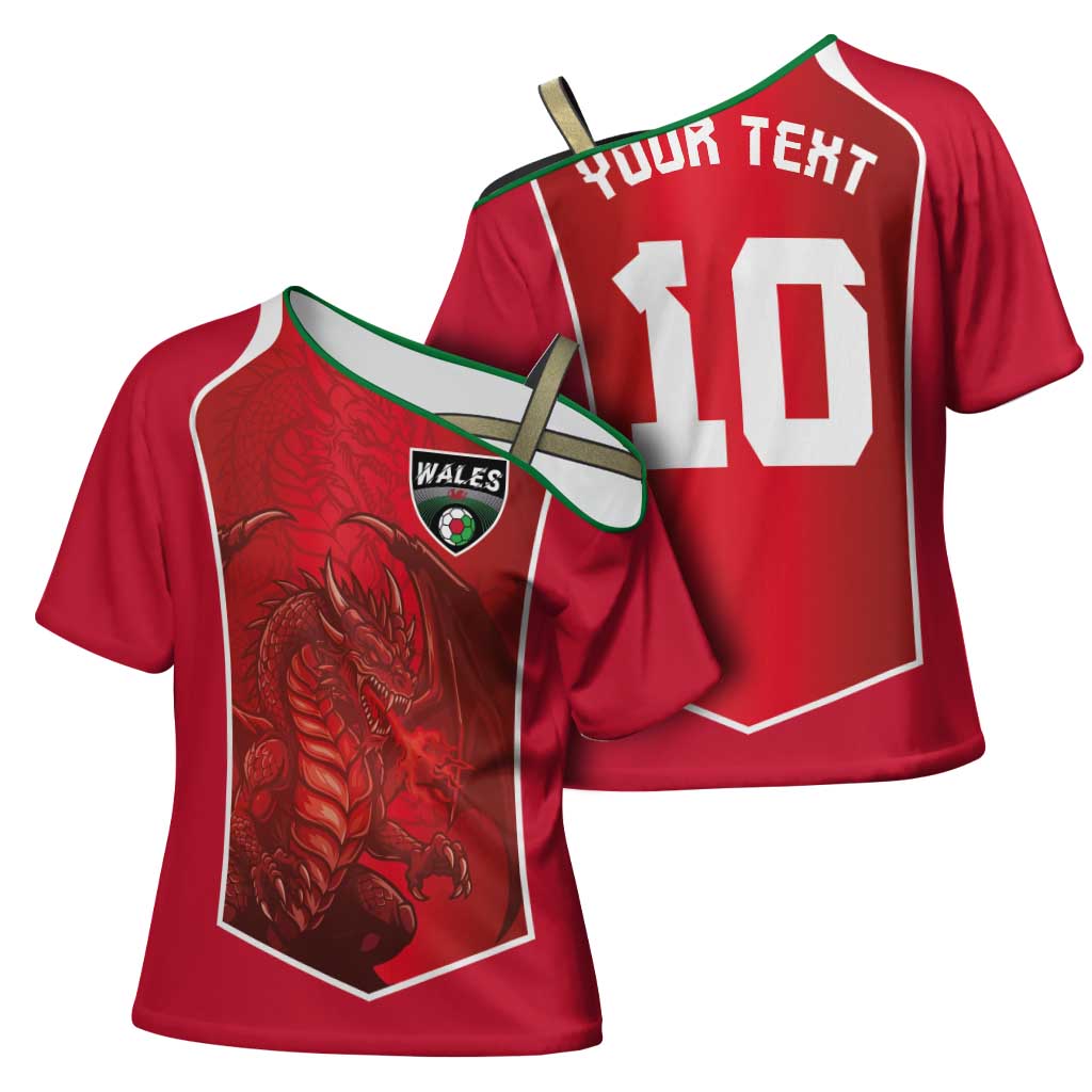Custom Wales Football Cross Shoulder Shirt The Dragons Sporty Style - Wonder Print Shop