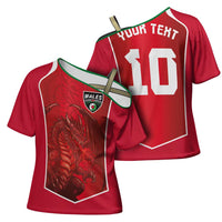 Custom Wales Football Cross Shoulder Shirt The Dragons Sporty Style - Wonder Print Shop