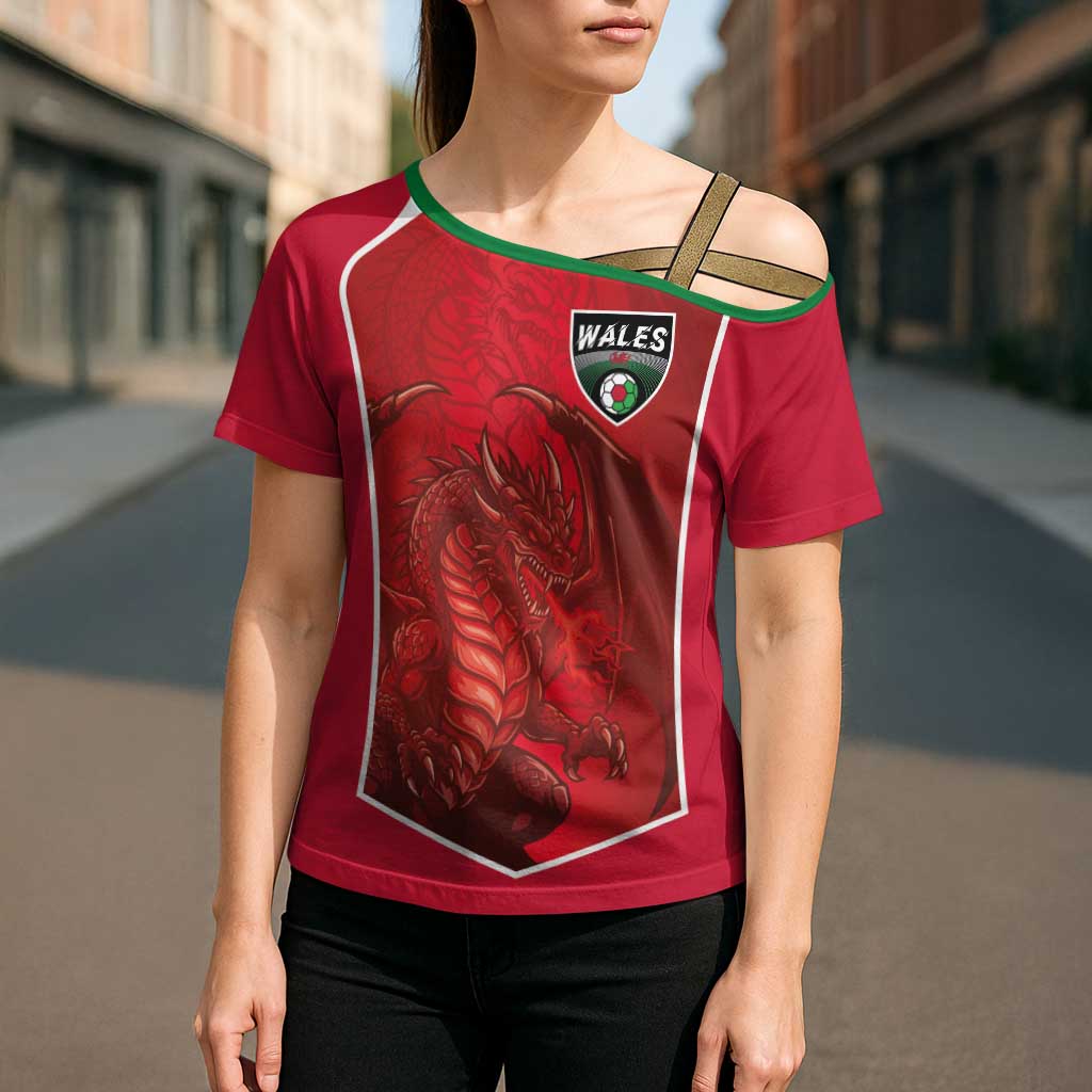 Custom Wales Football Cross Shoulder Shirt The Dragons Sporty Style - Wonder Print Shop