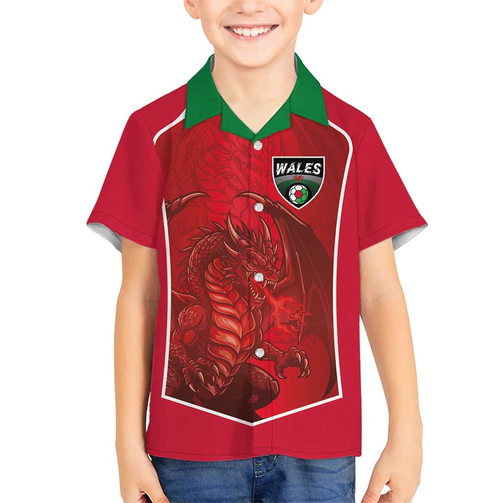Custom Wales Football Kid Hawaiian Shirt The Dragons Sporty Style - Wonder Print Shop