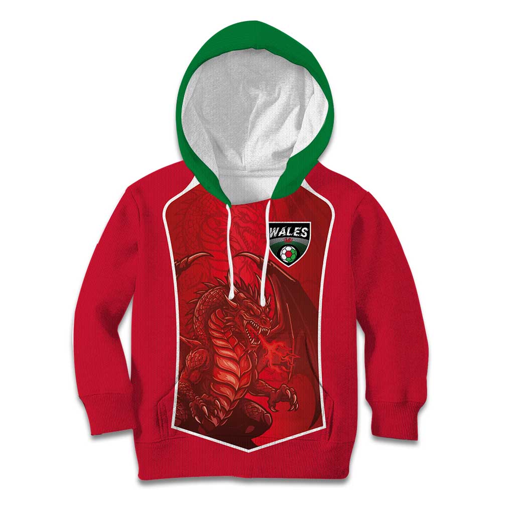 Custom Wales Football Kid Hoodie The Dragons Sporty Style - Wonder Print Shop