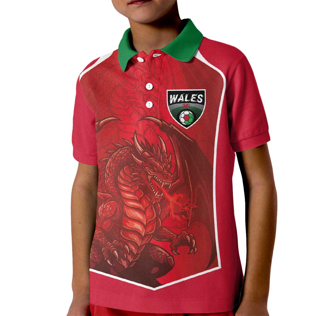 Custom Wales Football Kid Polo Shirt The Dragons Sporty Style - Wonder Print Shop