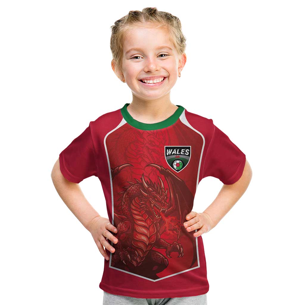Custom Wales Football Kid T Shirt The Dragons Sporty Style - Wonder Print Shop