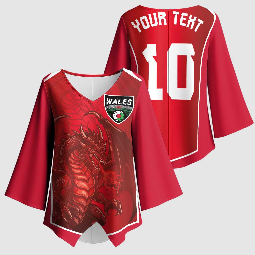 Custom Wales Football Kimono Sleeve Blouse The Dragons Sporty Style - Wonder Print Shop