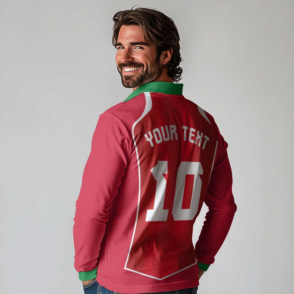 Custom Wales Football Long Sleeve Polo Shirt The Dragons Sporty Style - Wonder Print Shop