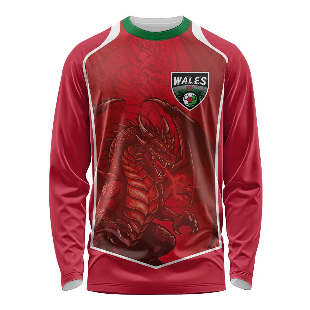Custom Wales Football Long Sleeve Shirt The Dragons Sporty Style - Wonder Print Shop