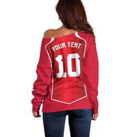 Custom Wales Football Off Shoulder Sweater The Dragons Sporty Style - Wonder Print Shop
