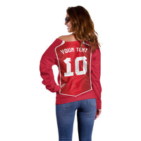 Custom Wales Football Off Shoulder Sweater The Dragons Sporty Style - Wonder Print Shop