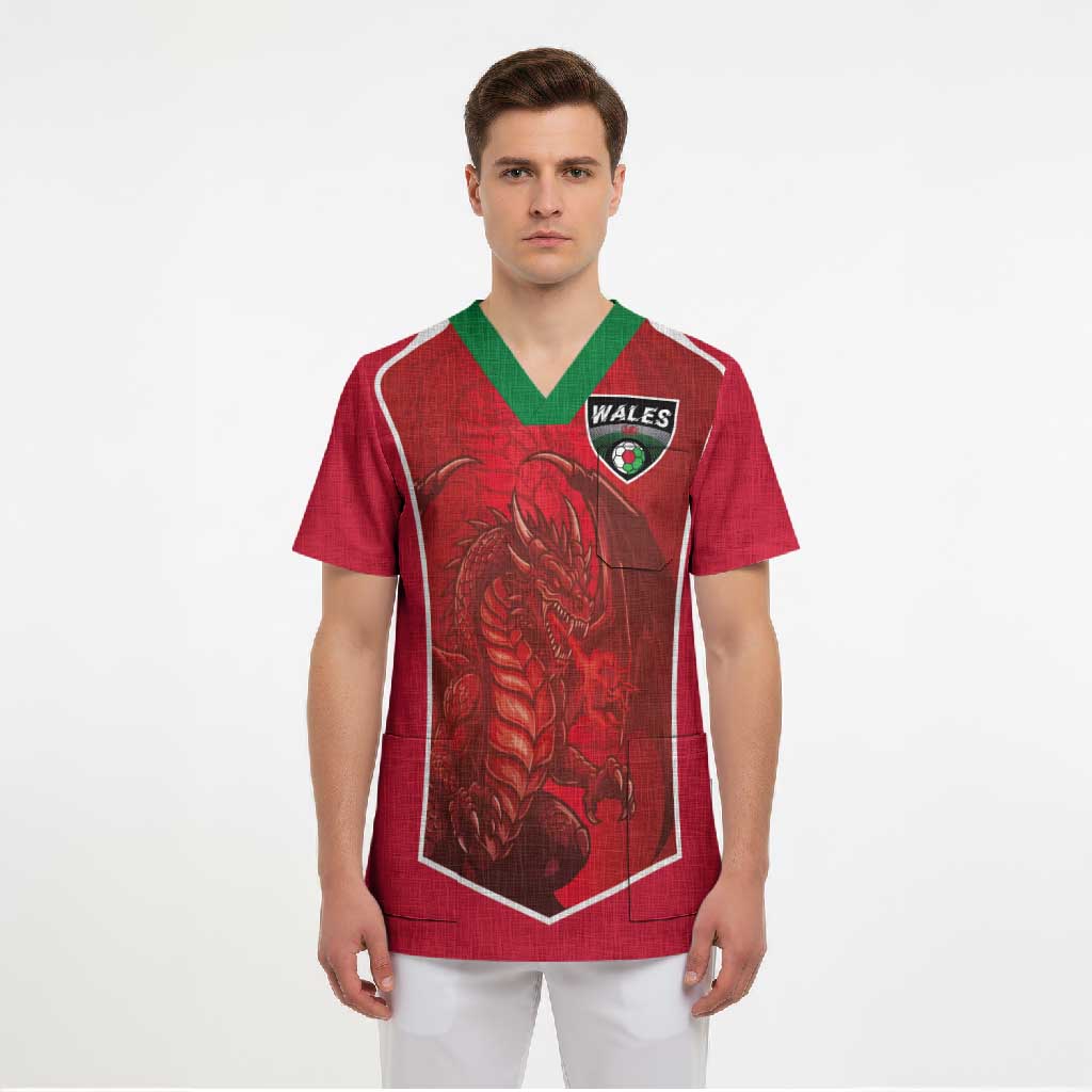 Custom Wales Football Scrub Top The Dragons Sporty Style - Wonder Print Shop