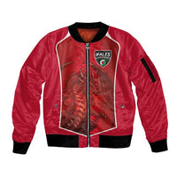 Custom Wales Football Sleeve Zip Bomber Jacket The Dragons Sporty Style - Wonder Print Shop