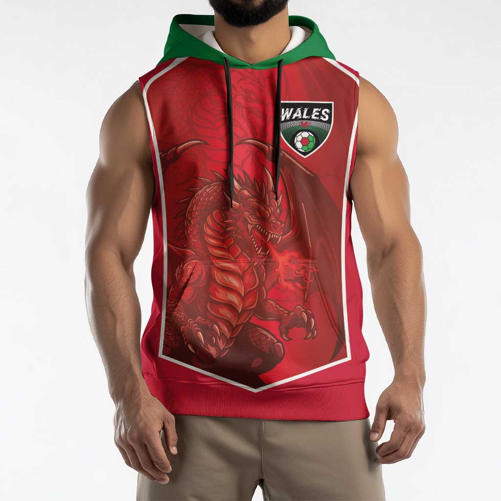 Custom Wales Football Sleeveless Hoodie The Dragons Sporty Style - Wonder Print Shop