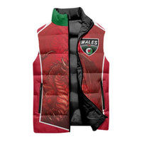 Custom Wales Football Sleeveless Puffer Jacket The Dragons Sporty Style - Wonder Print Shop