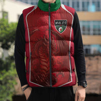 Custom Wales Football Sleeveless Puffer Jacket The Dragons Sporty Style - Wonder Print Shop