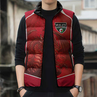 Custom Wales Football Sleeveless Puffer Jacket The Dragons Sporty Style - Wonder Print Shop
