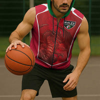 Custom Wales Football Sleeveless Zip Hoodie The Dragons Sporty Style - Wonder Print Shop