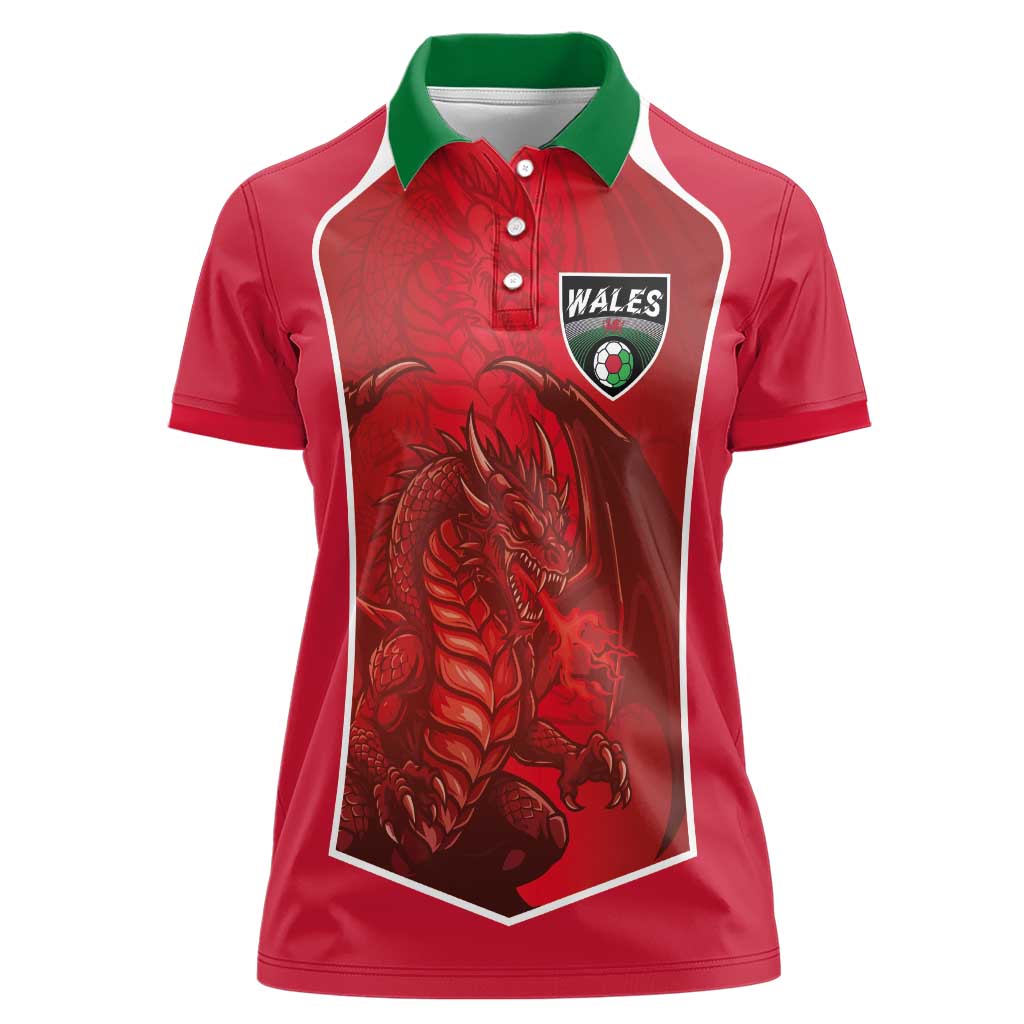 Custom Wales Football Women Polo Shirt The Dragons Sporty Style - Wonder Print Shop