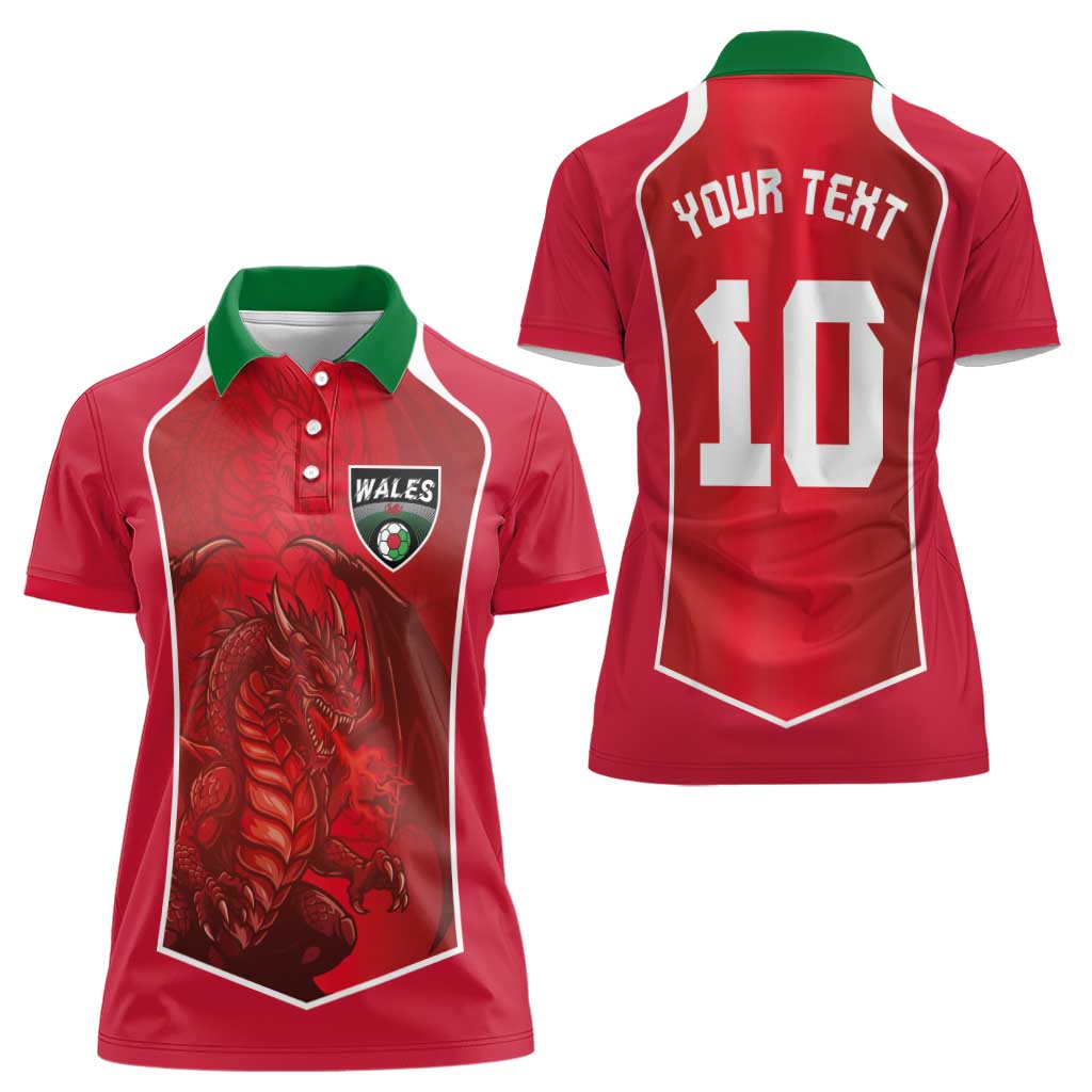 Custom Wales Football Women Polo Shirt The Dragons Sporty Style - Wonder Print Shop