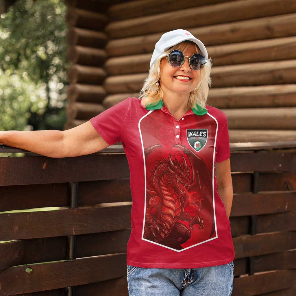 Custom Wales Football Women Polo Shirt The Dragons Sporty Style - Wonder Print Shop