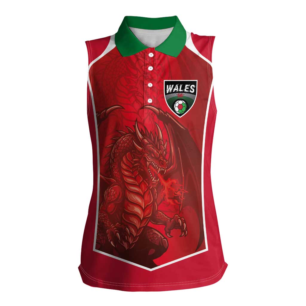 Custom Wales Football Women Sleeveless Polo Shirt The Dragons Sporty Style - Wonder Print Shop