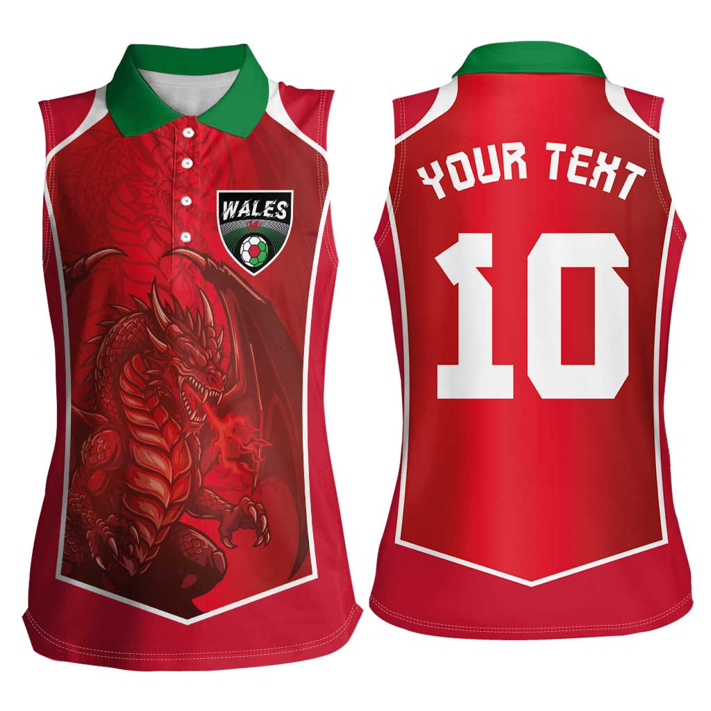 Custom Wales Football Women Sleeveless Polo Shirt The Dragons Sporty Style - Wonder Print Shop
