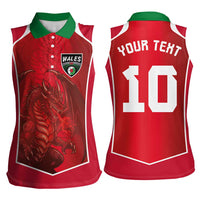 Custom Wales Football Women Sleeveless Polo Shirt The Dragons Sporty Style - Wonder Print Shop