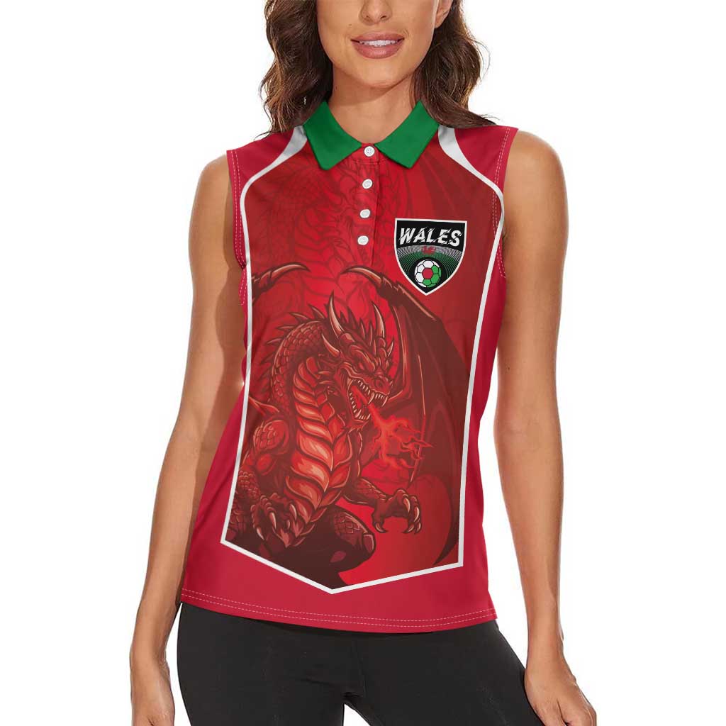 Custom Wales Football Women Sleeveless Polo Shirt The Dragons Sporty Style - Wonder Print Shop