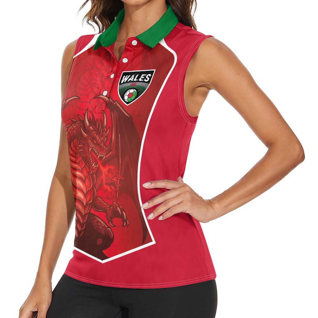 Custom Wales Football Women Sleeveless Polo Shirt The Dragons Sporty Style - Wonder Print Shop
