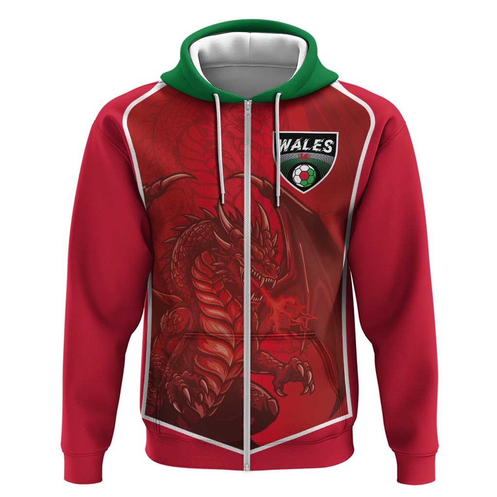 Custom Wales Football Zip Hoodie The Dragons Sporty Style - Wonder Print Shop