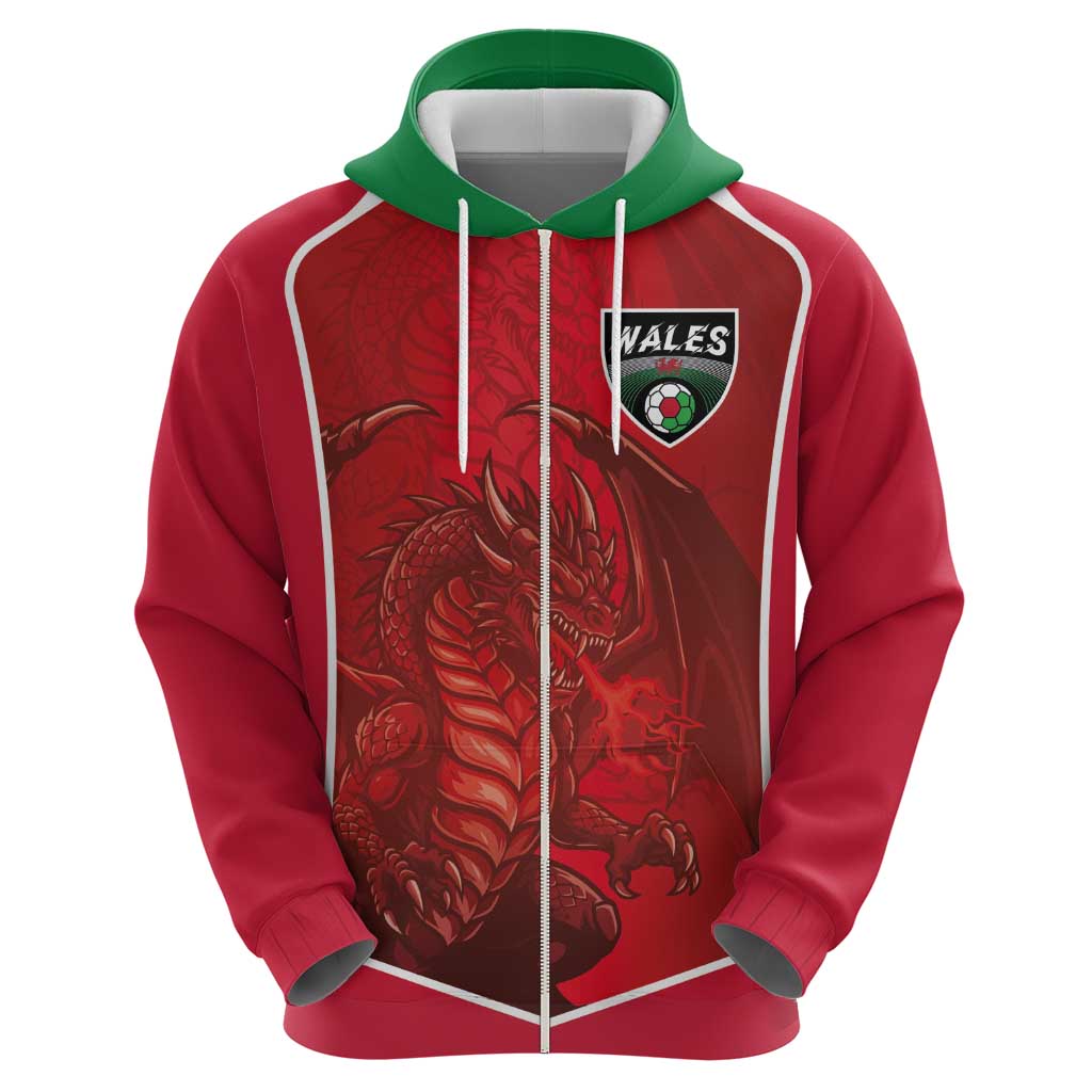 Custom Wales Football Zip Hoodie The Dragons Sporty Style - Wonder Print Shop